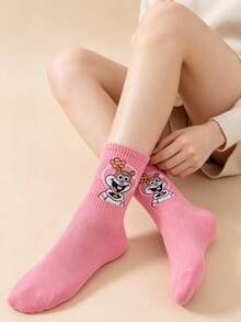 SpongeBob SquarePants 4 Pairs Women's Fun Personalized Cartoon Cute Mid-Calf Socks,All-Season,Comfortable,Rich Colors,Suitable For Daily Wear - Multicolor - View 4