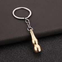 1pc Brass Gourd Shaped Ear Spoon Keychain, Creative Backpack And Purse Decoration, Gourd Pendant, Birthday Party And Daily Gift - View 2