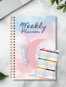 52-Week Daily Weekly Planner Notebook, A5 Minimalist Weekly Planning Journal For Productivity And Daily Organization, Back To School Office Supplies - Pink - View 1