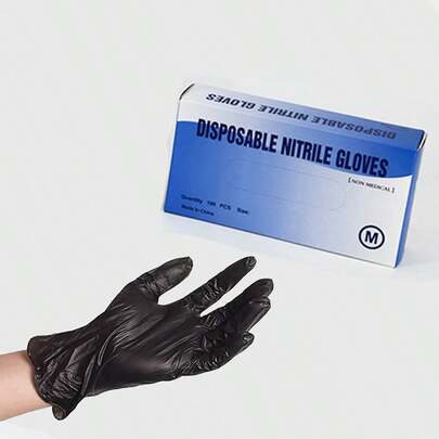 20/50/100 Pack Of Black Disposable Nitrile Gloves, Suitable For Painting, Crafts, Cleaning And Food Processing, Beauty And Nail Care - Essential For Home Cleaning (No Packaging Box), Kitchen, Tattoo, Beauty, Hair Dye, Beauty Salon Cleaning Tools
