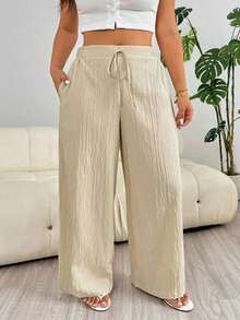 2025 Pantalones casuales nuevos de otoño/invierno, adecuados para salidas, uso diario casual, fiestas, ir al trabajo, volver al colegio, citas, en casa, fiestas de cumpleaños y múltiples ocasiones.Corte relajado, cintura elástica, pantalones de - Albaricoque - Ver 6