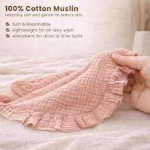 Cotton Baby Bibs, Soft Absorbent Ruffled Drool Bibs, Unisex For Baby Boys And Girls, Essential Gift - Multicolor - View 11
