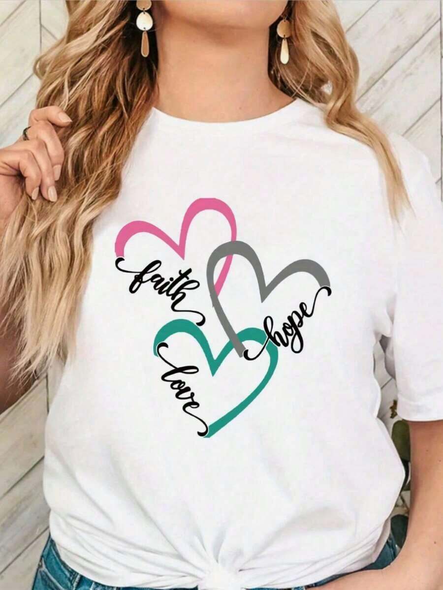 Women's Short-Sleeved T-Shirt. Fashionable Women's T-Shirt With A Print And Round Neck, Casual And Comfortable For Everyday Wear. The Combination Of A Print And A Comfortable Round Neck Makes It Your Perfect Choice For Summer. - 白色 - 查看 1
