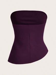 Top tubo sencillo y elegante con cintura fruncida, adecuado para verano, top tubo azul marino, tops tubo para mujer, top sin tirantes para mujer, top tubo azul marino - Morado - Ver 2