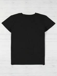 Camiseta de Manga Corta Personalizada para Mujer - Negro - Ver 2