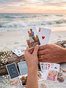 Bộ bài cưới thiết kế riêng, bài poker tối giản in tên cặp đôi và ngày cưới, quà tặng kỷ niệm đám cưới, sổ lưu niệm khách mời, sổ ký tên, quà tặng phù rể, hộp thiếc. - Nhiều màu - Xem 6