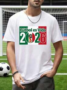Playera exclusiva de la selección mexicana Copa Mundial 2026 EE.UU.-Canadá-México, estampado "Fútbol es Vida" en colores de la bandera mexicana y número 2026, corte oversize para hombres y mujeres, ideal para aficionados y uso diarioTee Ideal para regalar. Camiseta de mujer. Elegante. Estilo bohemio. Prenda suave, transpirable y cómoda, perfecta para primavera, verano y otoño; ideal para vacaciones, viajes y uso diario. Perfecta para ver un partido. - Blanco - Ver 7