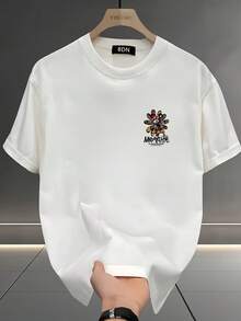 Fashionable Printed Short-Sleeved T-Shirt For Men, Made Of Heavyweight Pure Cotton For Summer, Korean And Japanese Style, Versatile Garment For Everyday Men's Wear, Comfortable And Skin-Friendly. - 白色 - 查看 2