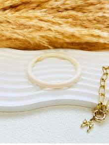 3 piezas de brazaletes de puño, brazaletes dorados, brazalete de resina, brazaletes anchos, brazalete grueso, conjunto de brazaletes, brazalete ancho, brazalete de resina, brazalete para mujeres, regalo para ella - Blanco - Ver 6