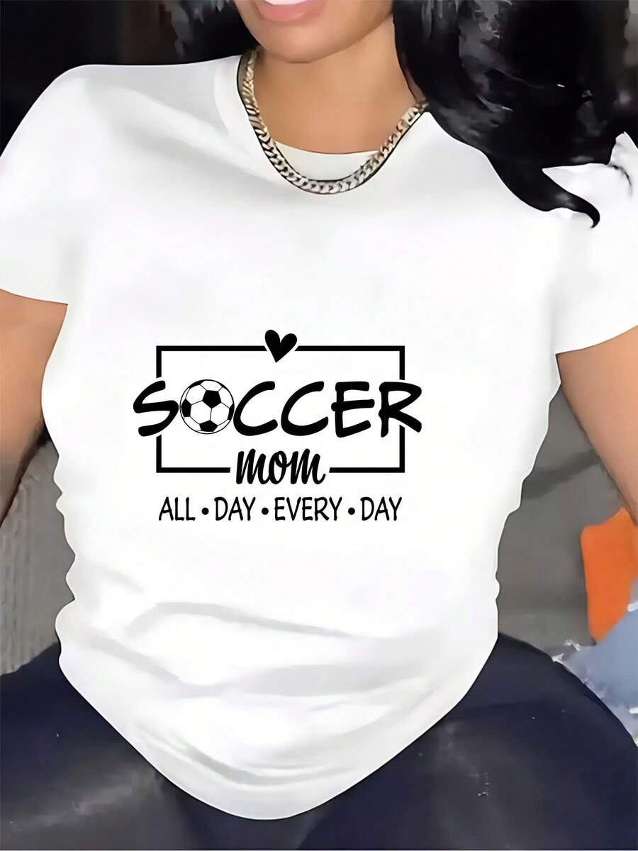 "Soccer Mom 24/7, 365 Days" T-Shirt 180G - Perfect Gift For Family, Team Activities And Mother's Day - 白色 - 查看 1