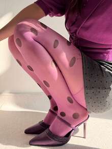 1pc New Colorful Polka Dot Pattern Tights - Purple - View 1