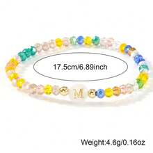 1pc Bohemian Style White Shell & Mixed Crystal Beads Elastic Bracelet For Women - Multicolor - View 6