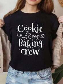 Nuevas llegadas para el verano. Camiseta de algodón para hornear galletas, para mujer, estilo Baker Bake. Camiseta para mujer, para hombre, de corte holgado, cómoda, suave, con cuello redondo. Blusa, camisa > Hermosa. - Negro - Ver 8