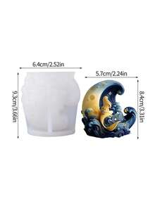 Molde de silicone 3D de sereia e lua (1 unidade), fácil de desenformar, ferramenta para artesanato DIY, ideal para velas, arte em resina e decoração com tema oceânico. - Branco - Ver 12