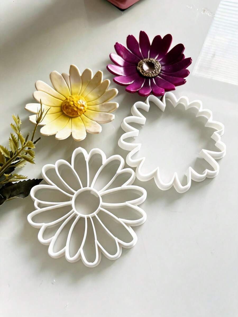 Flower Tray Clay Cutter, Polymer Clay Mold For Decorative Small Dishes, Perfect For Rustic, Bohemian And Natural Style Home Decor, Ideal For Spring And Handmade DIY Projects - White - View 1