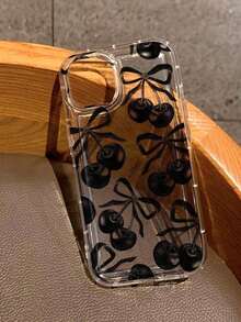 Funda transparente con estampado de lazo de cereza compatible con iPhone 13/11/17/17pro/16/14/15/15pro/15 Plus/15 Promax/7plus/8plus/X/Xs Max/Xr/11pro/12pro/13pro/14pro/12mini/13mini/11promax/12promax/13promax/14promax/14plus/17pro Max/17Air/6/6s Plus/7/8/16Pro/16plus/16promax/Se2/17promax y compatible con Samsung Galaxy/A54/A14/A12/A13/A15/A32/A33/A24/A52S/S20/S21/S22/S23/S24/S23Plus/S24ultra/S25/A15/A33/A23 - Multicolor 3 - Ver 1