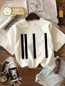 Edición Limitada - Camiseta Minimalista para Mujer en Blanco y Negro - Cuello Redondo Suave, Top Casual para Uso Diario - Camiseta Transpirable de Algodón para Mujer - Camiseta No Transparente para Primavera/Verano, Camisetas para Mujer, Ropa de Verano, Camiseta con Estampado Gráfico, Tela Opaca, Algodón Ligero - Verde - Ver 8