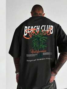 Camiseta de manga corta holgada con estampado de moda para hombres GRDR| Diseño exquisito| Esencial de verano| Fácil de combinar| Muestra tu estilo - Negro - Ver 1