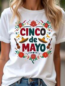 Camiseta unisex de algodón puro, para mujerRetroMexicanoFiestaCamiseta-CincodeMayoFiestaSuperiorconMaracas,Guitarras&SombreroDiseño-LigeroTranspirableCortoMangaCamisaenVibranteRojo,Verde,Dorado&BlancoImprimirencendidoNegro-SueltoAjusteRedondoCuelloparaTemáticoCelebraciones&,ropademujerblusasparadamacasualescamisasdemujerblusablusasparamujercamisas - Blanco - Ver 5