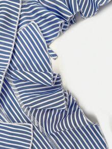 Blusa de verano informal para mujer con rayas y volantes en los tirantes - Azul - Ver 6