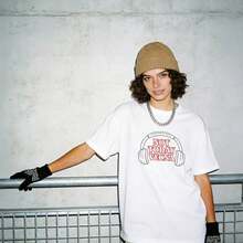 Women's Summer Clothing, Casual Soft Cotton T-Shirt With Round Neck, "Not Today Vecna" Letter Print. Black. - 白色 - 查看 2
