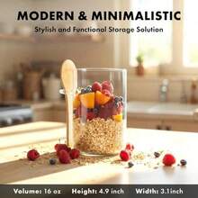 4 Pack Overnight Oats Containers With Lids And Spoons, 18oz Mason Jars Glass Storage Jars With Wide Mouth, Glass Food Storage Containers For Chia Pudding, Yogurt, Salad, Snacks, And Oatmeal. - View 4