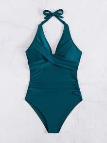 Nuevo traje de baño para mujer, bikini de una pieza a la moda, traje de baño sexy de una pieza para la playa. - Azul eléctrico - Ver 12