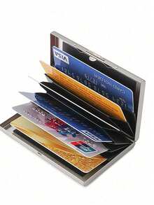 Red Flowers And Gold Letters A-Z Initial Pattern Slim Card Case Minimalist Aluminium Metal Wallet RFID Privacy Protection Credit Card Holder ID Business Card Pouch Portable Card Organizer Thin Metal Purse Multifunctional Card Storage Box For Daily Commute - Multicolor - View 10