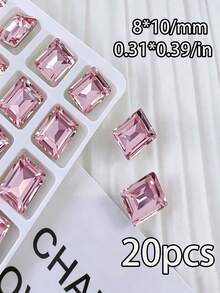 20 viên đá pha lê hình chữ nhật, kích thước 8*10mm, trong suốt, dùng để trang trí móng tay, làm đá đính móng, trang sức móng, phụ kiện làm móng. - Nhiều màu - Xem 7