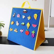 hoojojo 1Pc Double-Sided Felt Board Foldable Flannel Story Board, Portable Display Board Blue Green, Interactive Learning Board Game Props Stationery Learning Supplies Back To School Activity - Multicolor - View 5