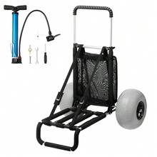 Beach Dolly With Big Wheels For Sand, 29.9 X 15.4 Cargo Deck, W/ 12 Balloon Wheels, 165LBS Loading Capacity Folding Sand Cart 27 To 44.7 Adjustable Height, Heavy Duty Cart For Beach - Balloon Wheel - View 10