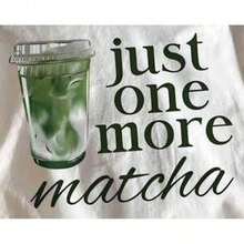 [Double-Sided Print] Women's Fashionable Casual Spring And Summer T-Shirt, Cool Style, "Ice Drink Just One More Matcha" Letter Print, Round Neck, Short Sleeve, Pure Cotton, Women's Summer Clothing C2IS VWBS - 白色 - 查看 2