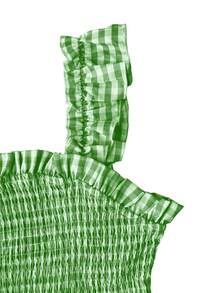 Ladies' Elegant Checkered Pleated Long Skirt - Light Green - View 4