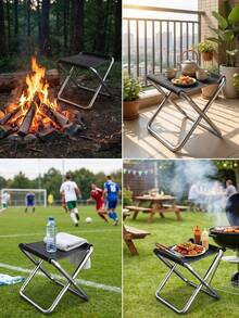 Silla de pesca plegable para exteriores con soporte de acero reforzado, asiento resistente al desgaste, taburete de camping minimalista para excursionistas, silla pequeña plegable compacta para disfrutar de la naturaleza, taburete plegable, mueble de cocina, decoración de jardín, tienda de playa, camping, patio, picnic, esencial - Silla de camping plegable - Ver 10