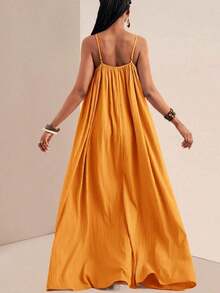 xheZivah Vestido holgado de mujer con textura vertical, corte suelto, de color caqui, de manga corta y ajustable, apropiado para el verano de 2025, festivales de música, Pascua, Día de San Patricio, estilo occidental, estilo nómada, fiestas de cumpleaños, temporada de graduación, uso casual diario, versátil, de ocio, vacaciones, viajes en crucero, playa, tomar el sol, popular en redes sociales. xhe - Naranja - Ver 4