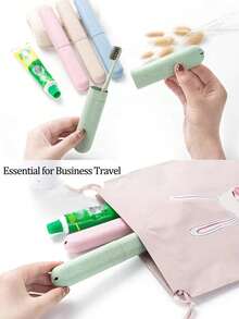 1/4支装旅行牙刷盒，便携式牙刷收纳盒，塑料牙刷保护套，适用于旅行、露营、居家、学校、商务场合 - 多色 - View 6
