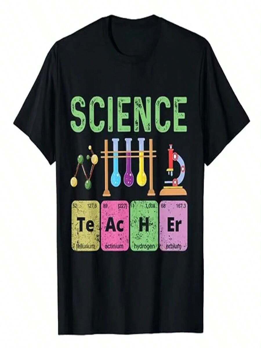 Camiseta para profesor de ciencias, tabla periódica, profesor de química, humorística y divertida, regalo para el Día del Maestro, camiseta con dise?o atractivo, uniforme escolar - Negro - Ver 1