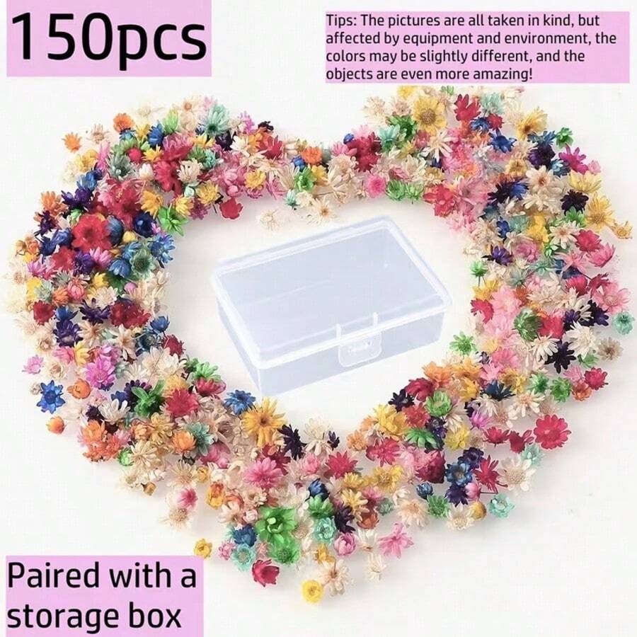 150 piezas de flores decorativas de colores (incluye una caja de almacenamiento transparente), adecuadas para manualidades de decoración del hogar, proyectos artísticos estacionales y elaboración de ramos. Perfecto para el Día de Acción de Gracias, Halloween y Navidad. Los pétalos delicados aportan un toque festivo. Material de artesanía ligero. Un hermoso set de pequeñas flores en forma de estrella, también adecuado para la fabricación de joyas de resina. - multicolor - Ver 1