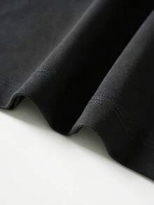 1 pieza con impresión en negrita |   Regalo sorpresa | Camiseta casual de cuello redondo para mujer de 180g, 100% algodón, estilo regular para primavera y verano. - Negro - Ver 9