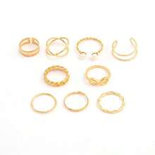9pcs Asymmetrical Wide Chain Thin Ring Jewelry Set, Women's Fashion Jewelry, Suitable For Daily Wear And Parties - Silver - View 2