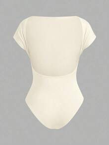 Conjunto de 2 piezas sexy para mujer, body casual con escote barco, sin espalda, de manga corta, ajustado, apropiado para el verano - Multicolor - Ver 3
