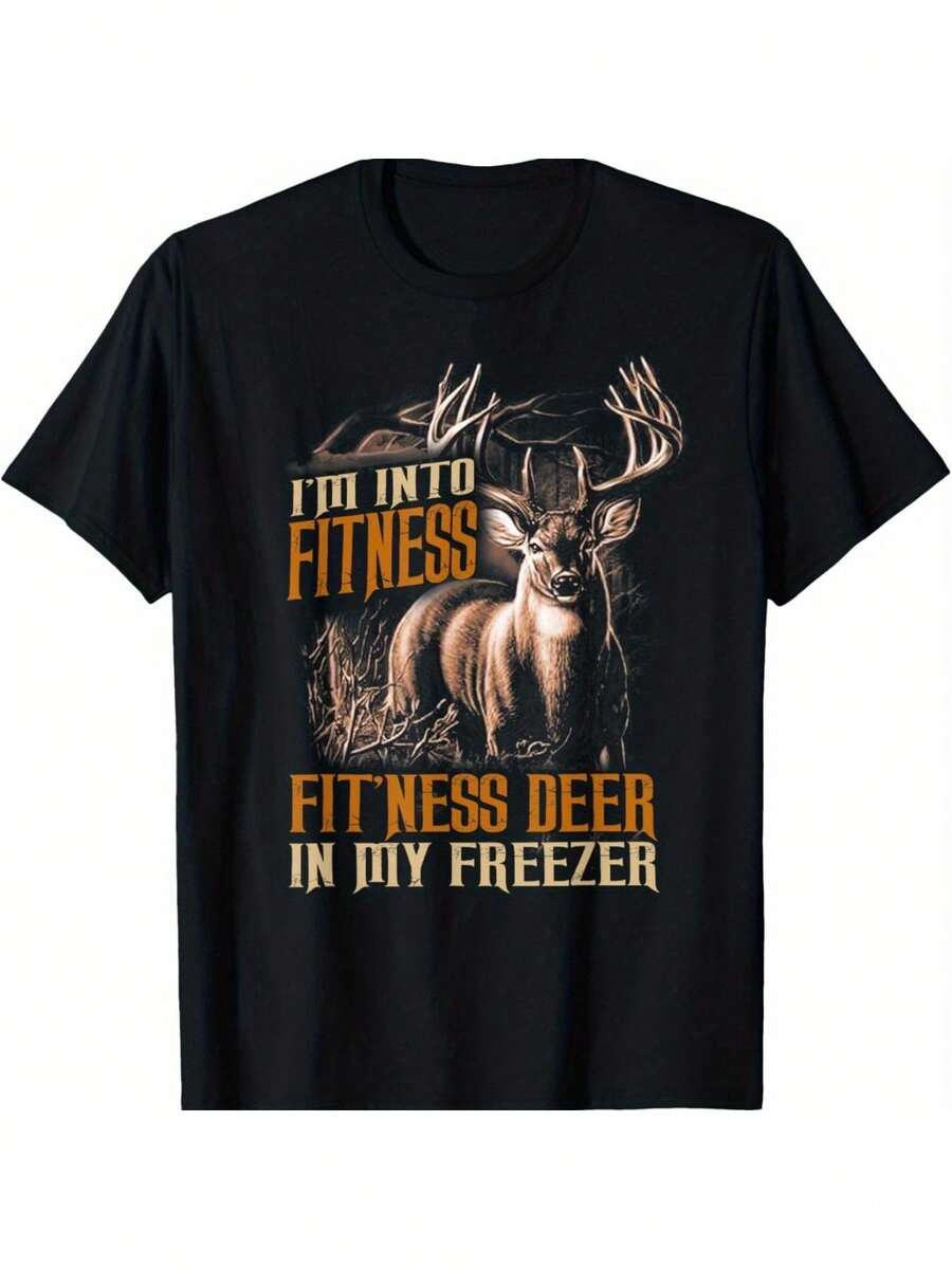 [Entrega Rápida] Me Encanta el Ciervo Deportivo en Mi Refrigerador - Camiseta de Caza de Ciervos, Unisex, Regalo de Navidad, Halloween, Acción de Gracias, Año Nuevo para Novios, Novias, Padres, Amigos, Camiseta Unisex de Tela Suave Negra, 100% Algodón - Negro - Ver 1
