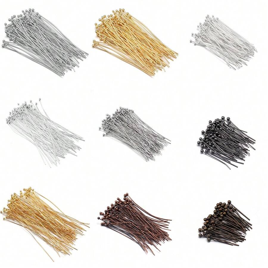 100pcs/Pack Copper Ball Head Pins, Handmade Connector Pins For Beading, Earrings, Jewelry Making, Minimalist Fashion DIY Accessories