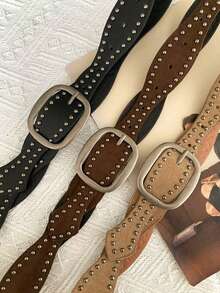 1pc Retro Rivet Waist Belt, Great For Casual & Streetwear Outfits - Multicolor - View 4