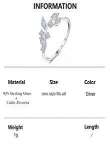 LEKANI 1 chiếc nhẫn bạc S925, thiết kế dây leo và lá cây thời trang đính đá Cubic Zirconia, món quà trang sức thanh lịch, sáng tạo dành cho phụ nữ, mẹ, bạn gái, bạn bè, hoặc để đeo hàng ngày. - Bạc - Xem 9