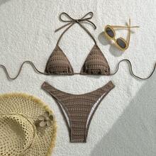 New Two-Piece Bikini With Adjustable Straps, Sweet And Sexy. - 咖啡色 - 查看 10