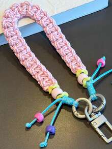 1pc Handmade Phone Lanyard, Crossbody Chain Strap - Multicolor - View 10