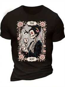 Camiseta de Estilo Gótico para Mujer, Día de los Muertos-Camiseta de manga corta con cuello redondo, suave, con estampado floral retro de "Skull Auntie Coffee Lover" y motivos de arte popular mexicano, estilo gótico casual.Fiesta&DiarioDesgaste, PerfectoParaVacaciones&Tiempo de juego, genialParaFiesta&FamiliaVacaciones, EscuelaWearStreetEstilo, a la modaModa, TendenciaClimaRopa de veranoInformalWearStreetEstilo, a la modaModa, TendenciaClimaRopa de veranoInformalRopa - Negro - Ver 7