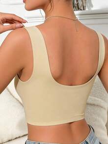 2pcs/Set Bra Tanpa Kawat Model Tank Tanpa Jahitan untuk Wanita, Bra Tanpa Kawat yang Ramah Kulit, Bernapas, dan Nyaman - Aprikot - View 6