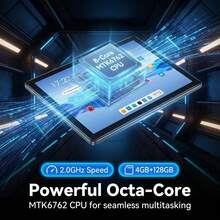 Qetupa جهاز لوحي 10.1 بوصة، نظام أندرويد 15، معالج MTK 6762 ثماني النواة، ذاكرة وصول عشوائي 4 جيجابايت، ذاكرة تخزين 128 جيجابايت، كاميرا أمامية 5 ميجابكسل وكاميرا خلفية 13 ميجابكسل، شاشة لمس IPS بدقة 1280x800 HD، بطارية 6000 مللي أمبير، واي فاي 802.11ac 2.4G+5G WIFI5/بلوتوث 5.2/GPS (المحول غير مشمول) - الذهبي - مشاهدة 4